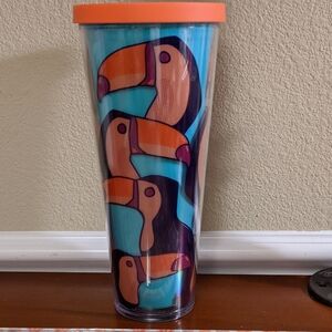 Starbucks 2014 Toucan 24oz Tumbler Rare Tropical Bird Cold Cup Acrylic